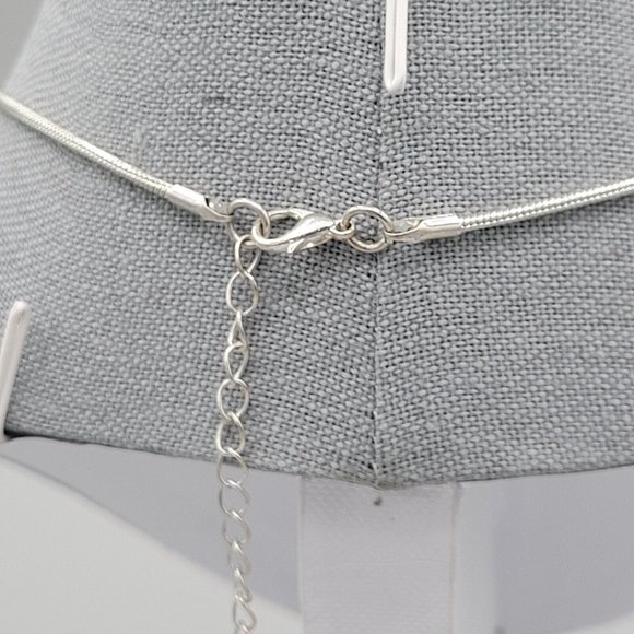 KC Blue Stone Rectangle Pendant Necklace Earrings Fashion Set Blue Silver Tone - Picture 6 of 12